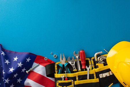 Saluting Labor Day: Embrace spirit of the holiday with this top-down snapshot featuring flag,...