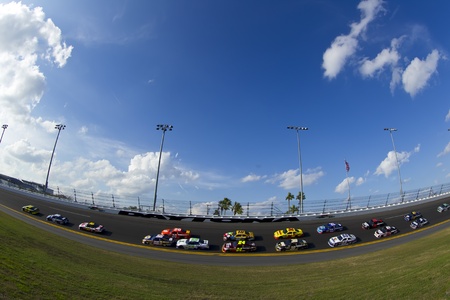 Daytona Beach, FL - Feb 23, 2012   The NASCAR Sprint Cup teams take to the track for the Gatorade Duel 2 race at the Daytona International Speedway in Daytona Beach, FL のeditorial素材