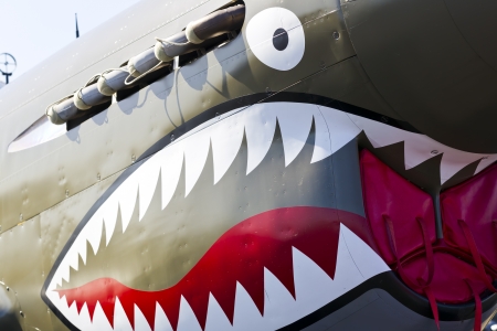 Nostalgic P-40 Warhawk WWII aircraft at an air showのeditorial素材