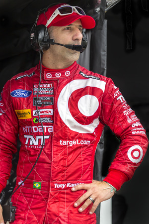 Daytona Beach, FL - Jan 04, 2014:  Driver, Tony Kanaan, watches his crew work during the Roar Before the Rolex 24 at Daytona International Speedway in Daytona Beach, FL.のeditorial素材
