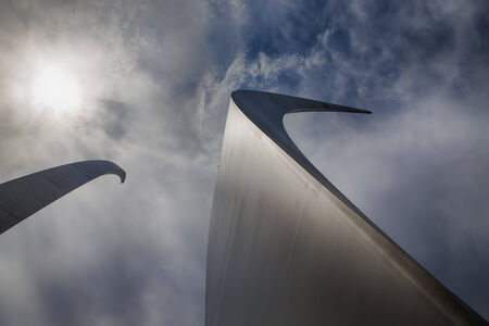The US Air Force Memorial with three soaring spires located outside Washington, DC.のeditorial素材
