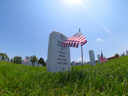 veterans cemetery memorial celebration with American Flagのeditorial素材