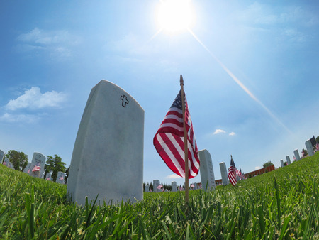 veterans cemetery memorial celebration with American Flagのeditorial素材