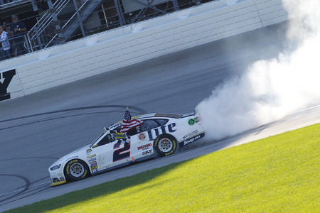 Joliet, IL - Sep 14, 2014:  Brad Keselowski (2) wins the MyAFibStory.com 400 at Chicagoland Speedway in Joliet, IL.のeditorial素材