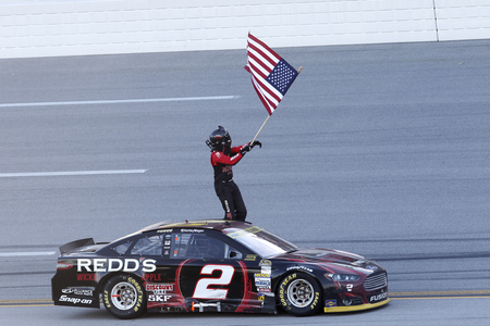 Talladega, AL - Oct 19, 2014:  Brad Keselowski (2) wins the GEICO 500 at Talladega Superspeedway in Talladega, AL.のeditorial素材