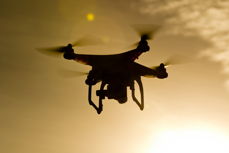 A personal drone flying through the air