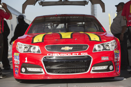 Fontana, CA - Mar 20, 2015:  The McDonad's Chevrolet goes through inspection before the Auto Club 400 at Auto Club Speedway in Fontana, CA.のeditorial素材