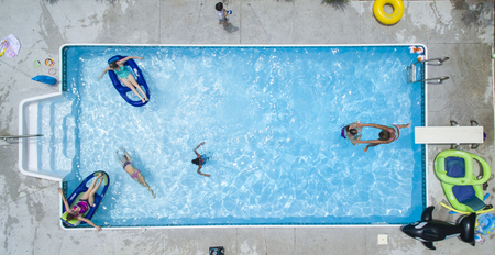 Pool party at a private residence during summer