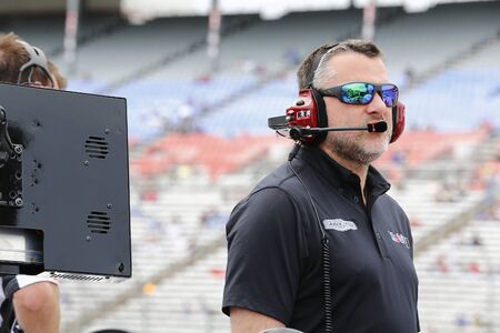 Ft. Worth, TX - Apr 08, 2016: Tony Stewart (14) waits on pit road to qualify for the Duck Commander...