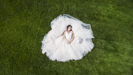 A bride preparing to be marriedの写真素材