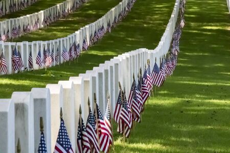 veterans cemetery memorial celebration with American Flag