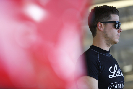 Sparta, KY - Sep 23, 2016: Ryan Reed (16) hangs out in the garage during practice for the VisitMyrtleBeach.com 300 at the Kentucky Speedway in Sparta, KY.のeditorial素材