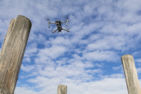 A personal drone flying through the air.のeditorial素材