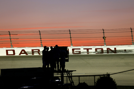September 03, 2017 - Darlington, South Carolina, USA: Fans look on as the sun sets during the Bojangles' Southern 500 at Darlington Raceway in Darlington, South Carolina.のeditorial素材