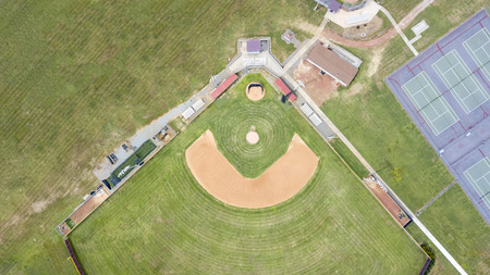 Overview of a little league baseball diamondの写真素材