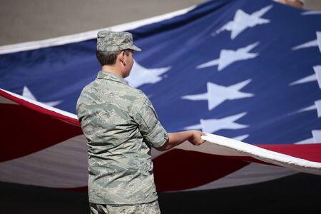 November 12, 2017 - Avondale, Arizona, USA: The US Air Force ROTC hold an American Flag before the...
