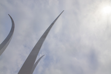 Washington, DC - April 25, 2014:  The US Air Force Memorial with three soaring spires located...