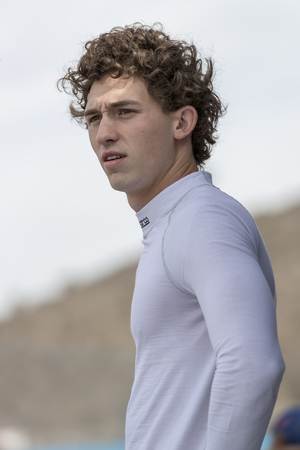 February 10, 2018 - Avondale, Arizona, USA: Matheus Leist (4) prepares to strap in to his ABC Supply IndyCar before a practice session for the Prix View at ISM Raceway in Avondale, Arizona.のeditorial素材