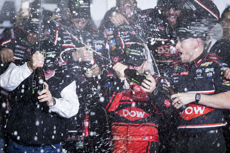 February 18, 2018 - Daytona Beach, Florida, USA: Austin Dillon (3) gets out of the car after winning the Daytona 500 at Daytona International Speedway in Daytona Beach, Florida.のeditorial素材