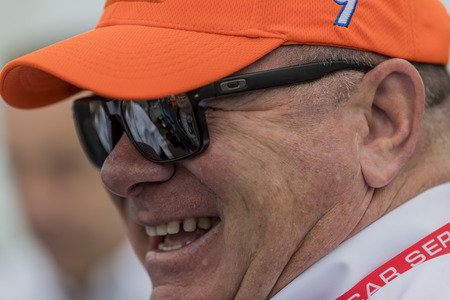 March 10, 2018 - St. Petersburg, Florida, USA: Team owner, Chip Ganassi, talks to his crew after a practice session for the Firestone Grand Prix of St. Petersburg at Streets of St. Petersburg in St. Petersburg, Florida.のeditorial素材