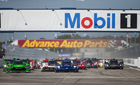 March 17, 2018 - Sebring, Florida, USA:  The IMSA WeatherTech SportsCar Championship take the green flag for the Mobil 1 12 Hours of Sebring at Sebring International Raceway in Sebring, Florida.のeditorial素材