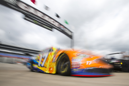 April 06, 2018 - Ft. Worth, Texas, USA: Ricky Stenhouse, Jr (17) comes in from practice for the O'Reilly Auto Parts 500 at Texas Motor Speedway in Ft. Worth, Texas.のeditorial素材