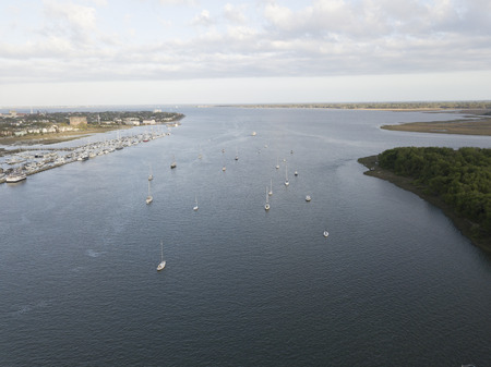 A personal drone flying around the city of Charleston, SC.