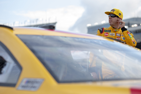 May 18, 2018 - Concord, North Carolina, USA: Kyle Busch (18) gets ready to qualify for the Monster Energy All-Star Race at Charlotte Motor Speedway in Concord, North Carolina.のeditorial素材