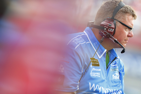 May 27, 2018 - Concord, North Carolina, USA: A crew member for Matt Kenseth (6) works in the pits during the Coca-Cola 600 at Charlotte Motor Speedway in Concord, North Carolina.のeditorial素材