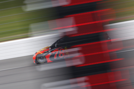 June 03, 2018 - Long Pond, Pennsylvania, USA: Martin Truex, Jr (78) brings his race car down the front stretch during the Pocono 400 at Pocono Raceway in Long Pond, Pennsylvania.のeditorial素材