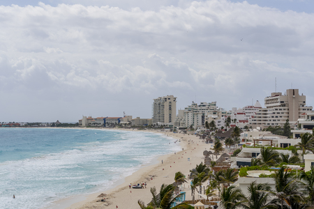 View of the Caribbean beach near Cancun, Mexicoの写真素材