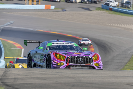 June 30, 2018 - Watkins Glen, New York, USA: The P1 Motorsports/Sonic Tools Mercedes-AMG GT3 America car practice for the Sahlen's Six Hours At The Glen at Watkins Glen International Raceway in Watkins Glen, New York.のeditorial素材