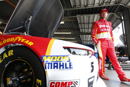 July 05, 2018 - Daytona Beach, Florida, USA: Michael Annett (5) gets ready to practice for the Coca-Cola Firecracker 250 at Daytona International Speedway in Daytona Beach, Florida.のeditorial素材