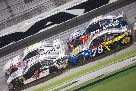 July 08, 2018 - Daytona Beach, Florida, USA: Martin Truex, Jr (78) races down the dog leg during the Coke Zero Sugar 400 at Daytona International Speedway in Daytona Beach, Florida.のeditorial素材