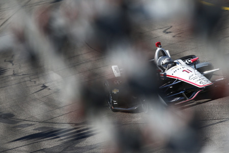 July 07, 2018 - Newton, Iowa, USA: JOSEF NEWGARDEN (1) of the United States takes to the track to practice for the Iowa Corn 300 at Iowa Speedway in Newton, Iowa.のeditorial素材