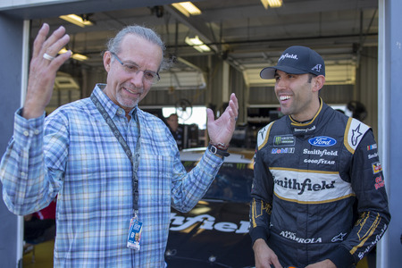 July 13, 2018 - Sparta, Kentucky, USA: Aric Almirola (10) gets ready to practice for the Quaker State 400 at Kentucky Speedway in Sparta, Kentucky.のeditorial素材