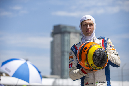 July 13, 2018 - Toronto, Ontario, CA: MATHEUS LEIST (4) of Brazil hangs out on pit road prior to practice for the Honda Indy Toronto at Streets of Toronto in Toronto, Ontario.のeditorial素材