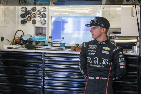 July 20, 2018 - Loudon, New Hampshire, USA: John Hunter Nemechek (42) hangs out in the garage prior to final practice for the Lakes Region 200 at New Hampshire Motor Speedway in Loudon, New Hampshire.のeditorial素材