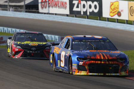 August 05, 2018 - Watkins Glen , New York, USA: Chase Elliott (9) brings his car through the turns...