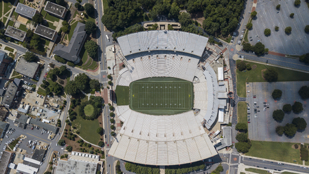 August 09, 2018 - Clemson, South Carolina, USA: Frank Howard Field at Clemson Memorial Stadium, popularly known as "Death Valley", is home to the Clemson Tigers, an NCAA Division I FBS football team located in Clemson, South Carolina.のeditorial素材