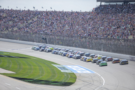 August 12, 2018 - Brooklyn, Michigan, USA: {persons} Races through the field off turn four at the Consumers Energy 400 at Michigan International Speedway in Brooklyn, Michigan.のeditorial素材