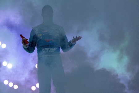 September 22, 2018 - Richmond, Virginia, USA:  Darrell Wallace, Jr (43) gets introduced for the Federated Auto Parts 400 at Richmond Raceway in Richmond, Virginia.のeditorial素材