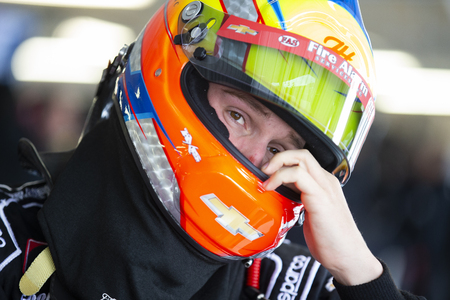 October 19, 2018 - Kansas City, Kansas, USA: John Hunter Nemechek (42) gets ready to practice for the Kansas Lottery 300 at Kansas Speedway in Kansas City, Kansas.のeditorial素材