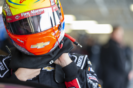 October 19, 2018 - Kansas City, Kansas, USA: John Hunter Nemechek (42) gets ready to practice for the Kansas Lottery 300 at Kansas Speedway in Kansas City, Kansas.のeditorial素材