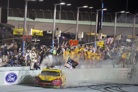 November 18, 2018 - Homestead, Florida, USA: Joey Logano (22) wins The Monster Energy NASCAR Cup Series Championship at Homestead-Miami Speedway in Homestead, Florida.のeditorial素材