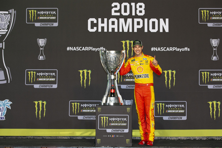 November 18, 2018 - Homestead, Florida, USA: Joey Logano (22) wins The Monster Energy NASCAR Cup Series Championship at Homestead-Miami Speedway in Homestead, Florida.のeditorial素材