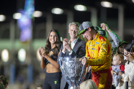 November 18, 2018 - Homestead, Florida, USA: Joey Logano (22) wins The Monster Energy NASCAR Cup Series Championship at Homestead-Miami Speedway in Homestead, Florida.のeditorial素材