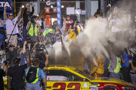 November 18, 2018 - Homestead, Florida, USA: Joey Logano (22) wins The Monster Energy NASCAR Cup Series Championship at Homestead-Miami Speedway in Homestead, Florida.のeditorial素材