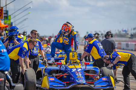 March 09, 2019 - St. Petersburg, Florida, USA: ALEXANDER ROSSI (27) of the United States for a practice session for the Firestone Grand Prix of St. Petersburg at The Temporary Waterfront Street Course in St. Petersburg Florida.のeditorial素材