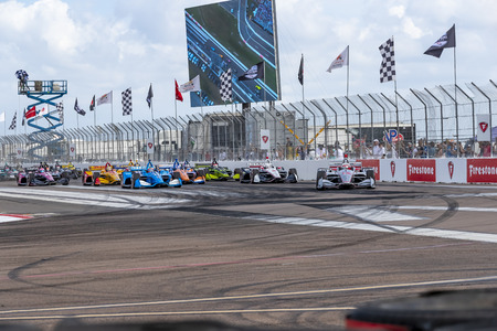 March 10, 2019 - St. Petersburg, Florida, USA: WILL POWER (12) of Australia brings his car through the race course during the Firestone Grand Prix of St. Petersburg at The Temporary Waterfront Street Course in St. Petersburg Florida.のeditorial素材